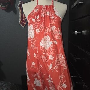Floral Halter Dress in Red and White